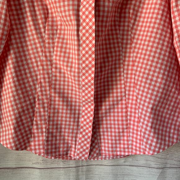 Taylor Investments Gold Label Pink White Gingham Check Button Up Shirt Size 6 - Picture 11 of 16